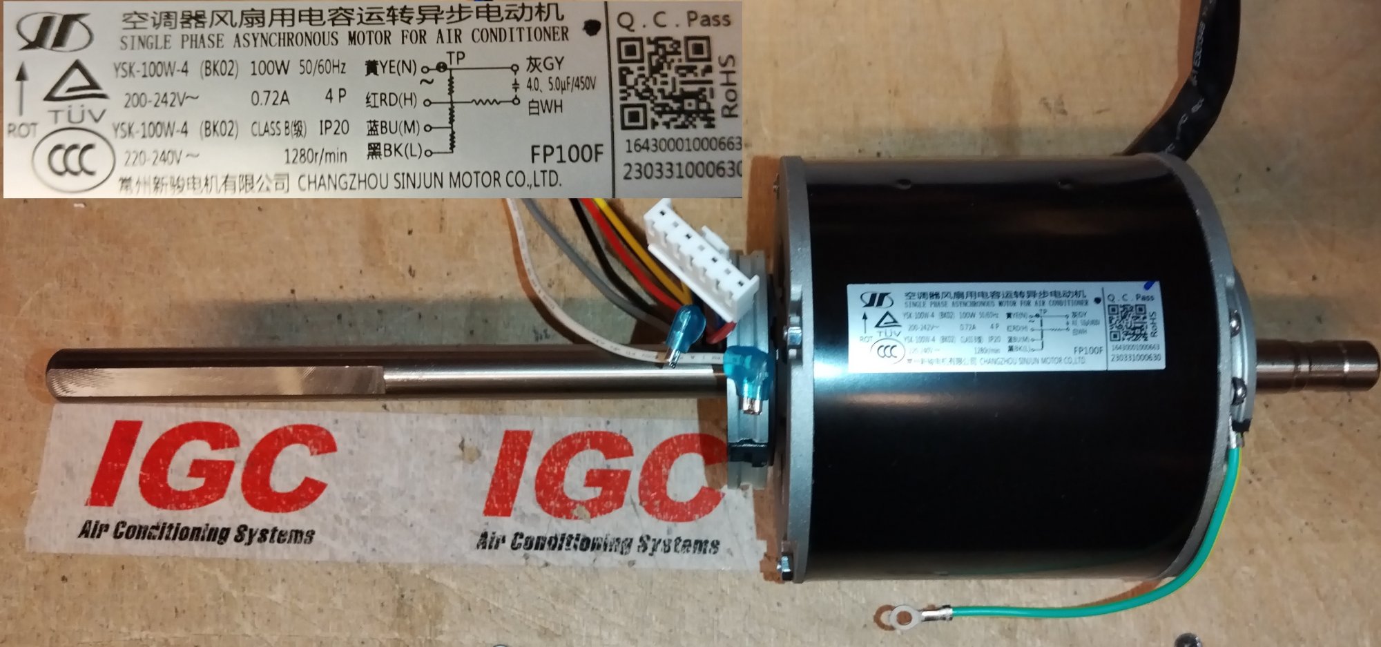 Мотор вентилятора YSK-100W-4(BK02) <FP100F> / 16430001000663